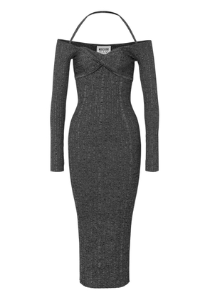 MOSCHINO JEANS off-shoulder ribbed midi dress - Grey