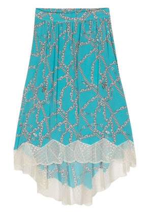 Zadig&Voltaire Joslin chain-print silk skirt - Blue