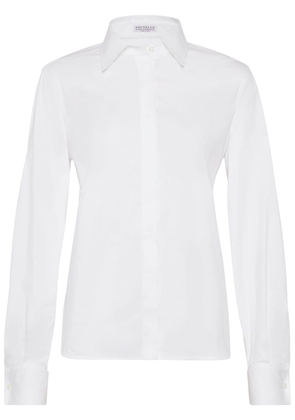 Brunello Cucinelli Monili-trim concealed-fastening shirt - White