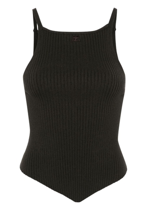 Courrèges logo-patch ribbed tank top - Brown