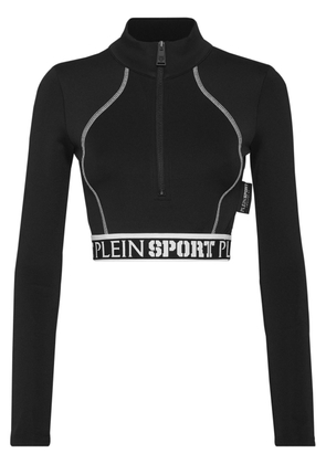 Plein Sport logo-underband crop top - Black