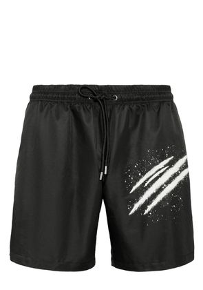 Plein Sport spray logo print swim shorts - Black
