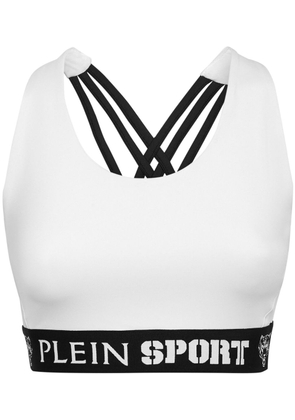 Plein Sport logo-underband crop top - White