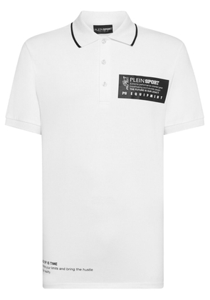 Plein Sport logo-print piqué polo shirt - White