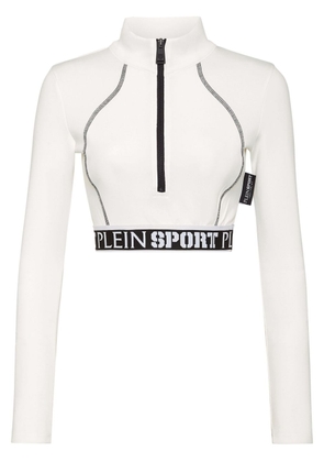 Plein Sport logo-underband crop top - White