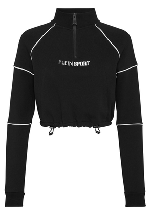 Plein Sport logo-print cropped sweatshirt - Black