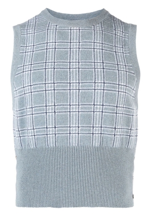 Thom Browne plaid-check print knit vest - Blue