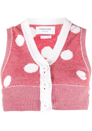 Thom Browne polka-dot jacquard cropped cashmere vest - Red