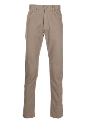 Zegna logo-tag five-pocket straight-leg trousers - Brown