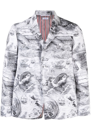Thom Browne nautical-pattern print blazer - Black