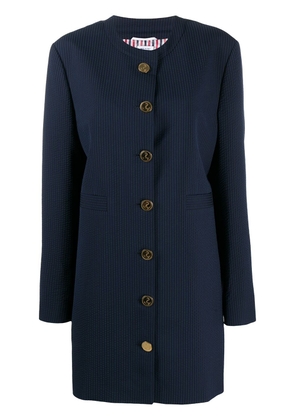 Thom Browne crinkle stripe oversize blazer - Blue