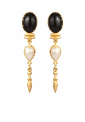 Susan Caplan Vintage 1980s pearl-embellished drop earrings - Gold