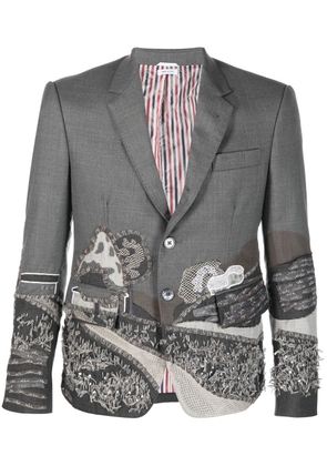 Thom Browne embroidered single-breasted blazer - Grey