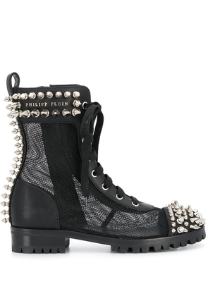 Philipp Plein studded 35mm lace-up boots - Black
