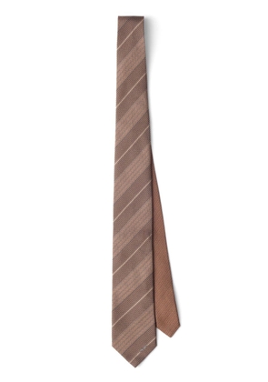 Prada striped silk-jacquard tie - Brown