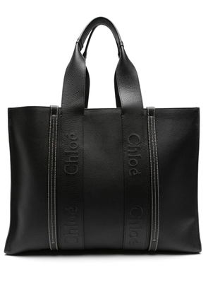 Chloé large Woody leather tote bag - Black