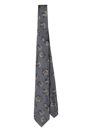 Prada floral-embroidered silk tie - Grey