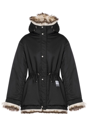 MOSCHINO JEANS shearling-trim hooded jacket - Neutrals