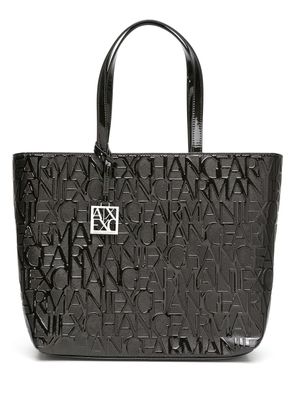 Armani Exchange monogram logo-print tote bag - Black