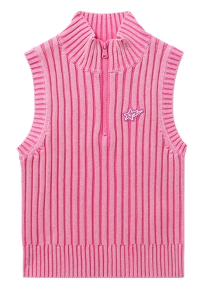 BAPY BY *A BATHING APE® logo-appliqué ribbed-knit top - Pink