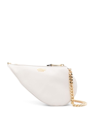 Moschino logo-lettering leather shoulder bag - White