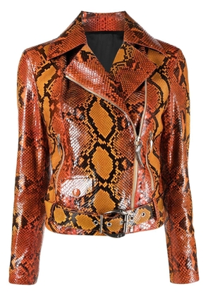 Roberto Cavalli leather biker jacket - Orange