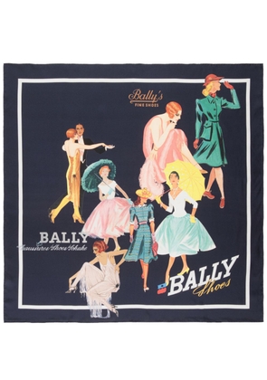 Bally illustration-print silk scarf - Blue