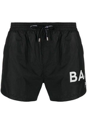 Balmain logo-print drawstring swimshorts - Black