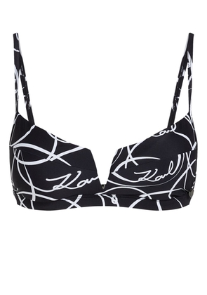 Karl Lagerfeld circle-print V-wire bikini top - Black