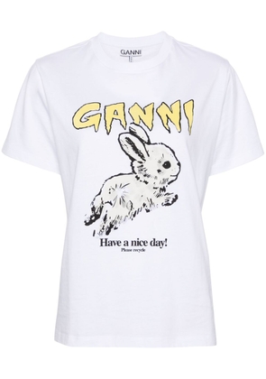 GANNI graphic-print cotton T-shirt - White