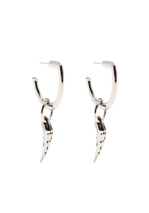 Roberto Cavalli Tiger Tooth pendant hoop earrings - Silver