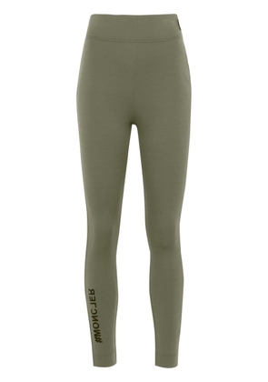 Moncler Grenoble high-waist rubberised-logo leggings - Green