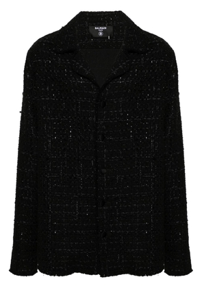 Balmain frayed-edge tweed shirt jacket - Black