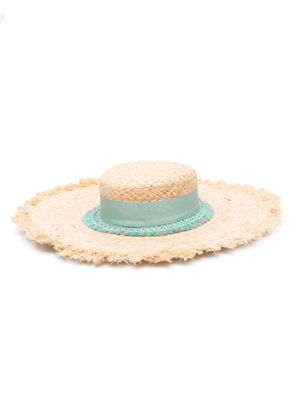 Borsalino fringed-strap sun hat - Neutrals