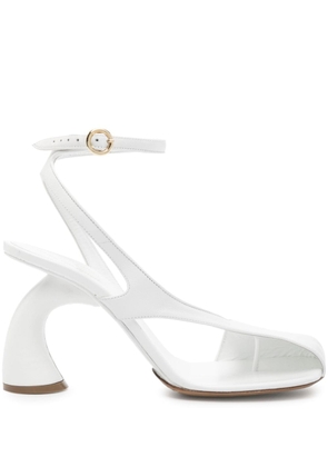DRIES VAN NOTEN 95mm asymmetric leather sandals - White