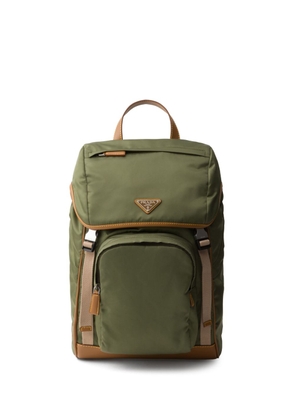 Prada logo-triangle buckled backpack - Green