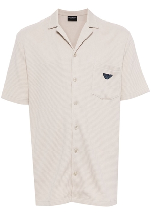 Emporio Armani embroidered-logo piqué lounge shirt - Neutrals