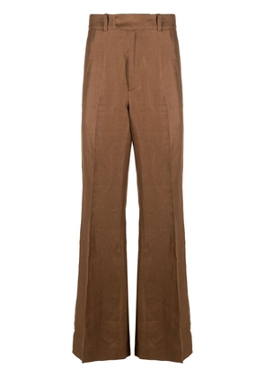 73 London flared linen trousers - Brown