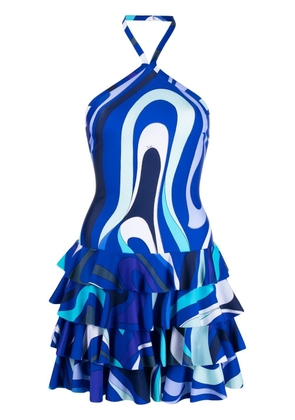 PUCCI Marmo-print halterneck minidress - Blue