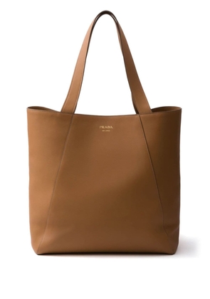 Prada logo-print leather tote bag - Brown