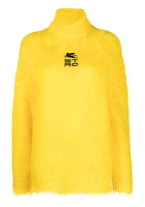 ETRO logo-embroidered roll neck jumper - Yellow