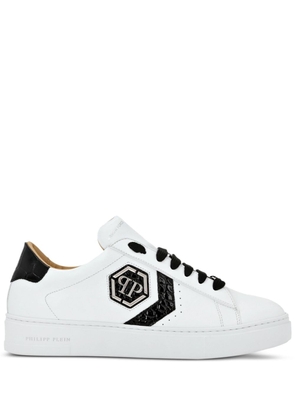 Philipp Plein logo-patch panelled leather sneakers - White