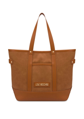 Love Moschino logo-appliqué studded tote bag - Brown