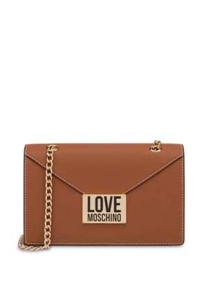 Love Moschino logo-plaque chain shoulder bag - Brown