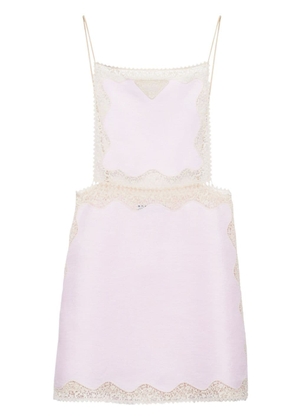 Prada lace-trimmed linen minidress - Pink
