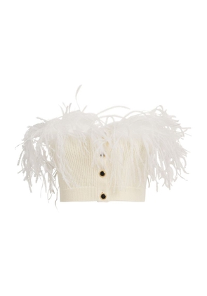 Alessandra Rich Wool Feather-Trim Bandeau Top