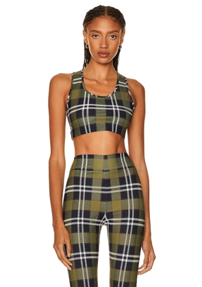 Burberry Immy Top in Dark Olive Green Check - Dark Green. Size M (also in ).