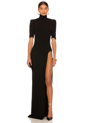 MONOT High Slit T-Neck Gown in Black - Black. Size 6 (also in ).