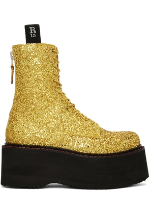 R13 Gold Double Stack Boots