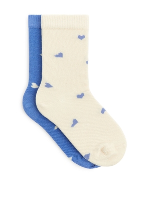 Jacquard Socks, 2 Pairs - Blue